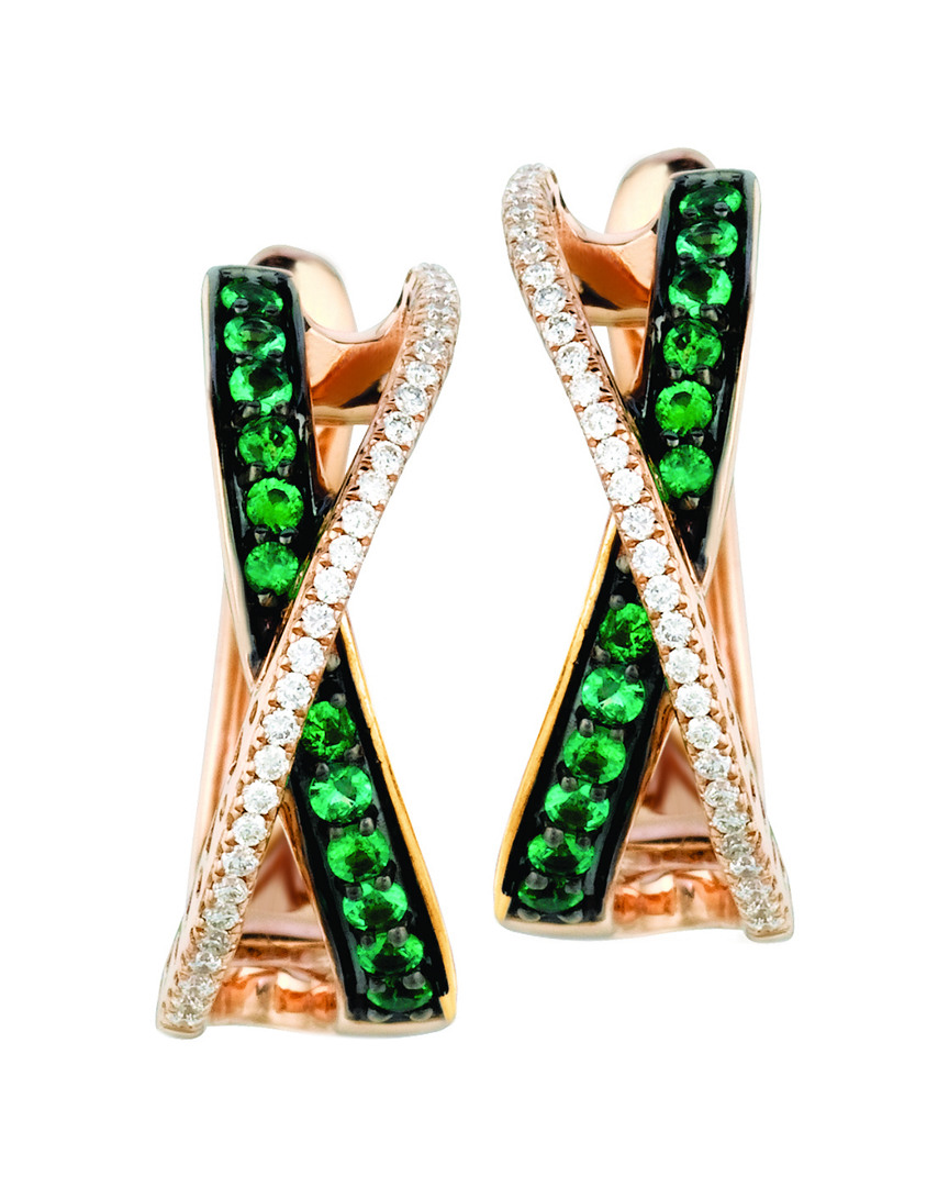 Le Vian 14k Rose Gold 0.41 Ct. Tw. Diamond & Costa Smeralda Emeralds Earrings