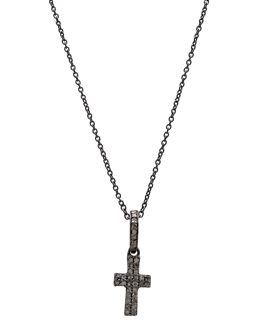 Adornia Fine Silver 0.15 Ct. Tw. Diamond Cross Necklace