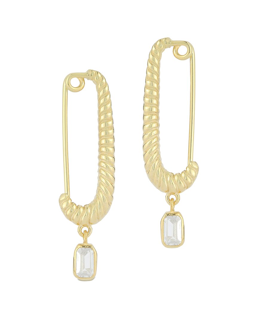 Chloe & Madison Chloe And Madison 14k Over Silver Cz Safety Pin Earrings