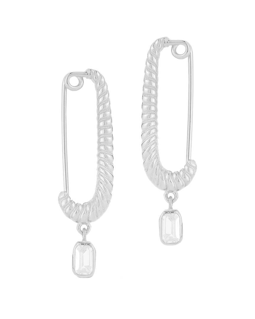 Chloe & Madison Chloe And Madison Silver Cz Safety Pin Earrings