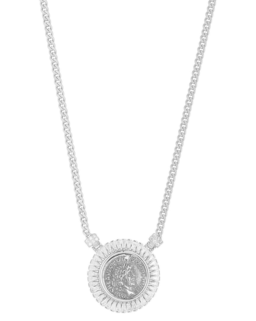 Chloe & Madison Chloe And Madison Silver Cz Bold Coin Necklace