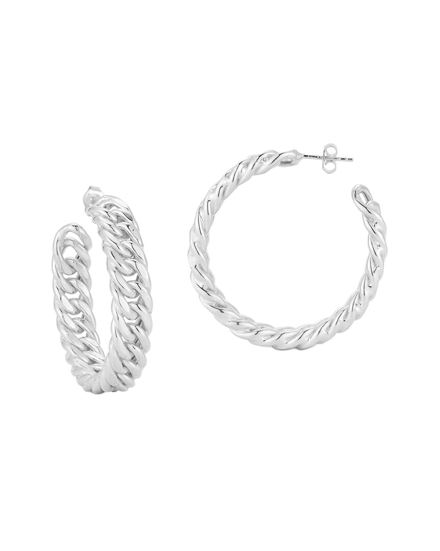 Chloe & Madison Chloe And Madison Silver Large Bold Curb Chain Hoops