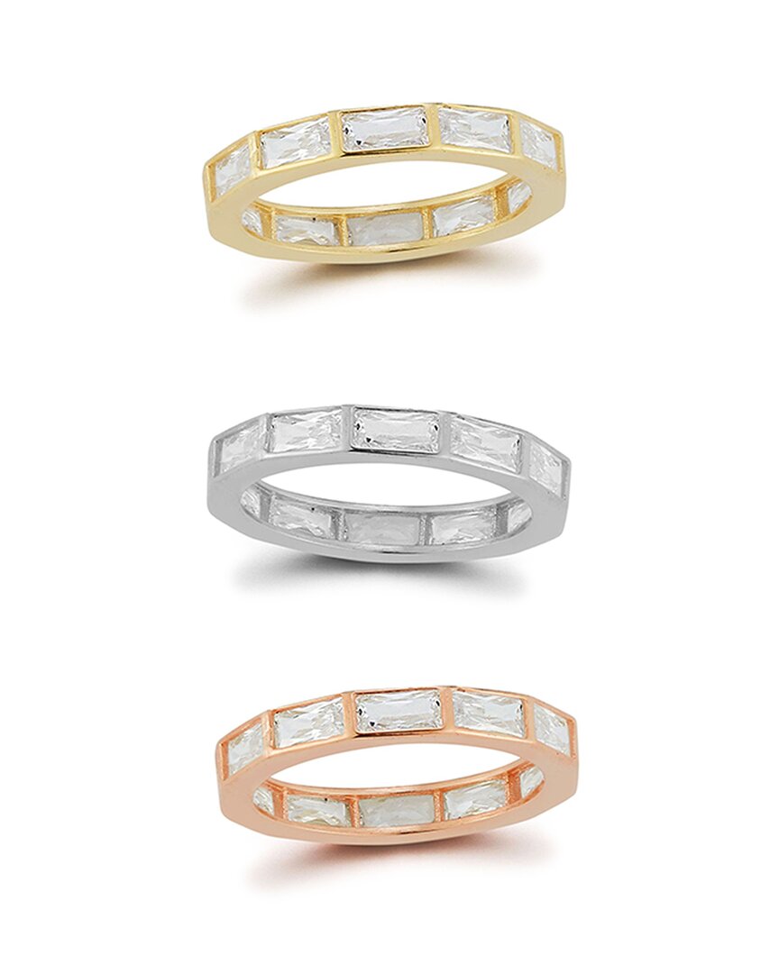 Chloe & Madison Chloe And Madison 14k Tri-tone Cz Tri Color Set Ring Set In Tricolor