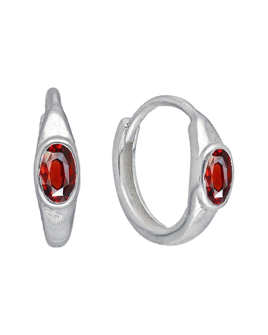 Tiramisu Silver 0.60 Ct. Tw. Garnet Huggie Earrings