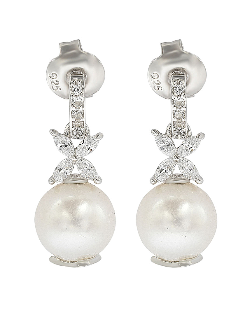 Shop Suzy Levian Silver Sapphire & 8mm Pearl Earrings