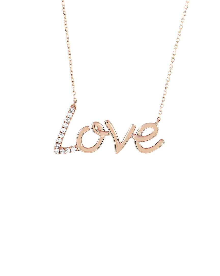 Diamond Select Cuts 14k Rose Gold Diamond Love Pendant Necklace