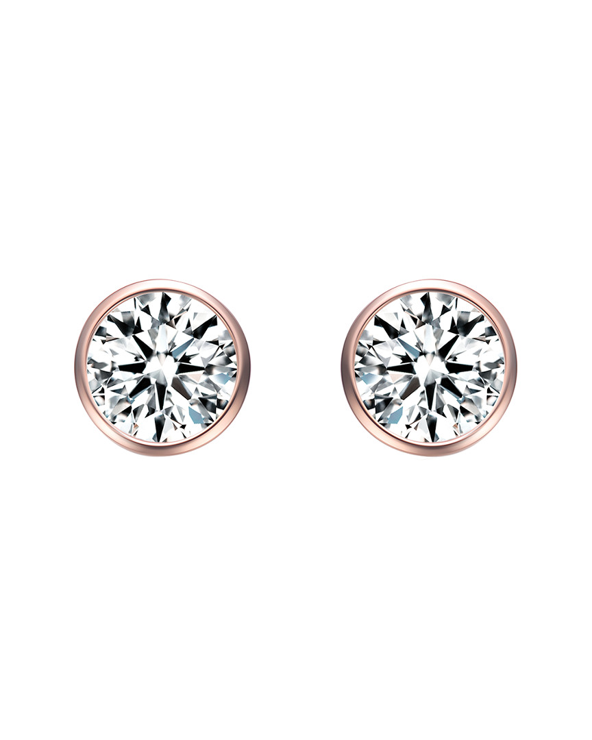 Genevive 18k Rose Gold Vermeil Cz Studs