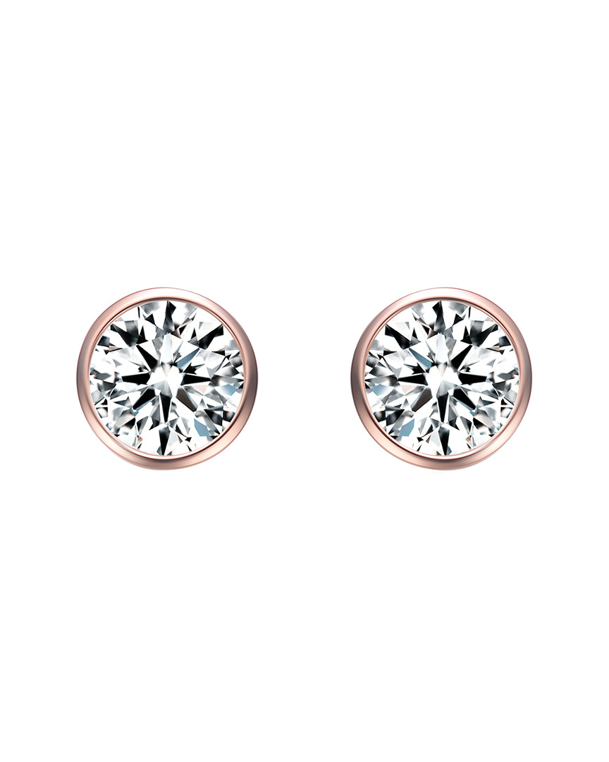 Genevive 18k Rose Gold Vermeil Cz Studs