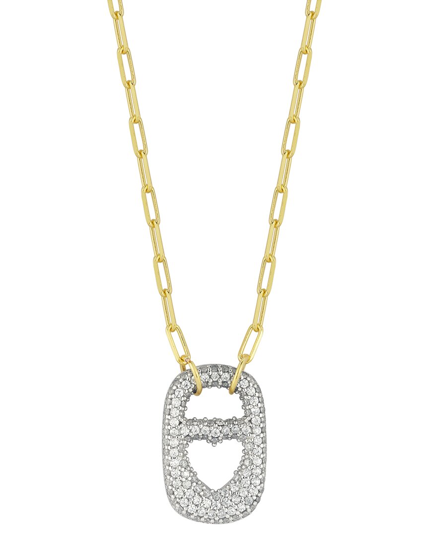 Sphera Milano 14k Over Silver Cz Tag Heart Necklace