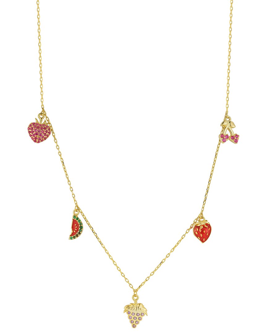 Sphera Milano 14k Over Silver Cz Fruit Charm Necklace In Gold