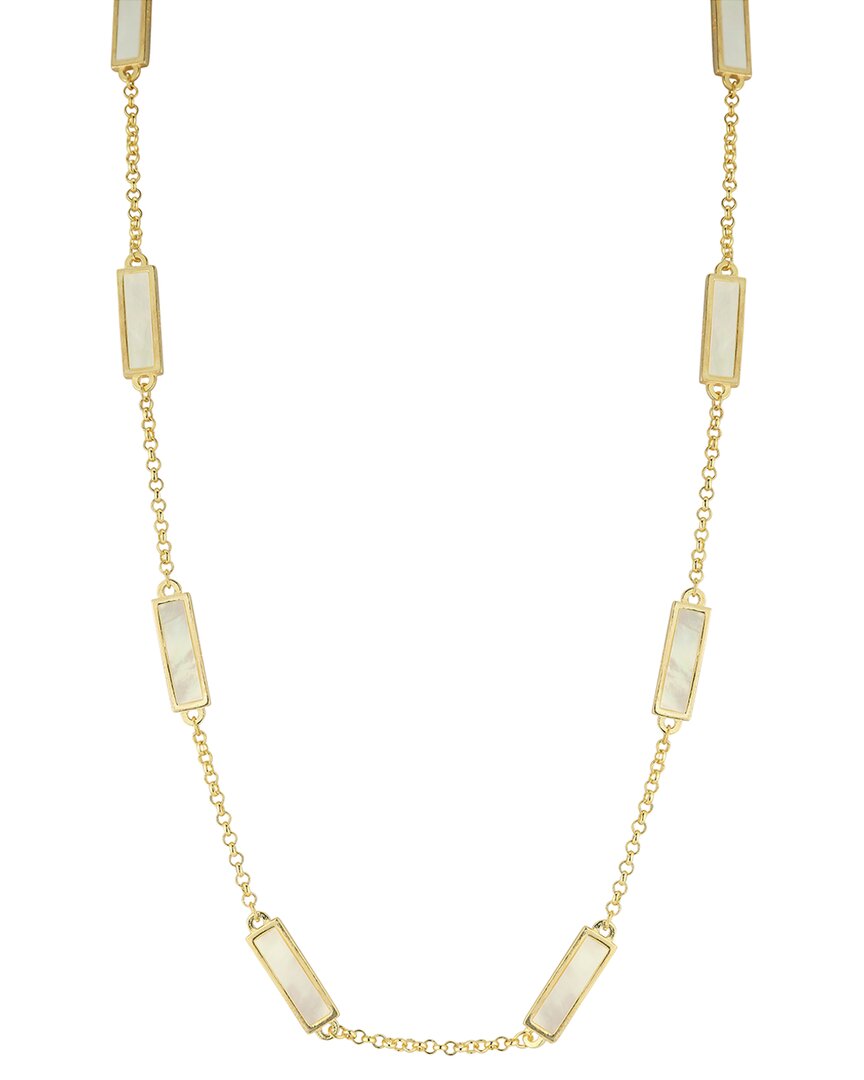 Sphera Milano 14k Over Silver Pearl Bar Necklace In Gold