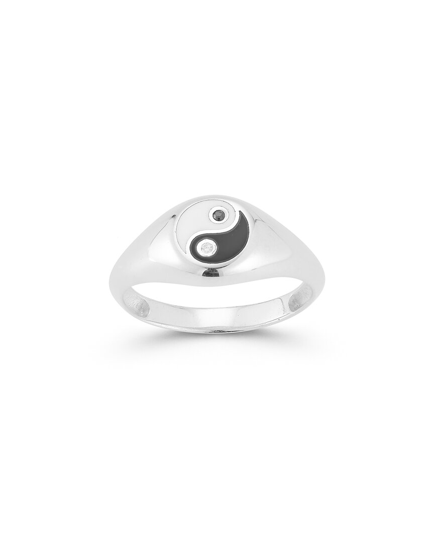 Sphera Milano Silver Cz Ying Yang Signet Ring