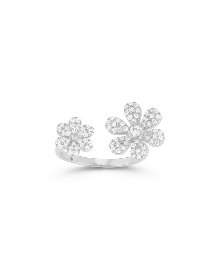 Sphera Milano Silver Cz Double Flower Ring