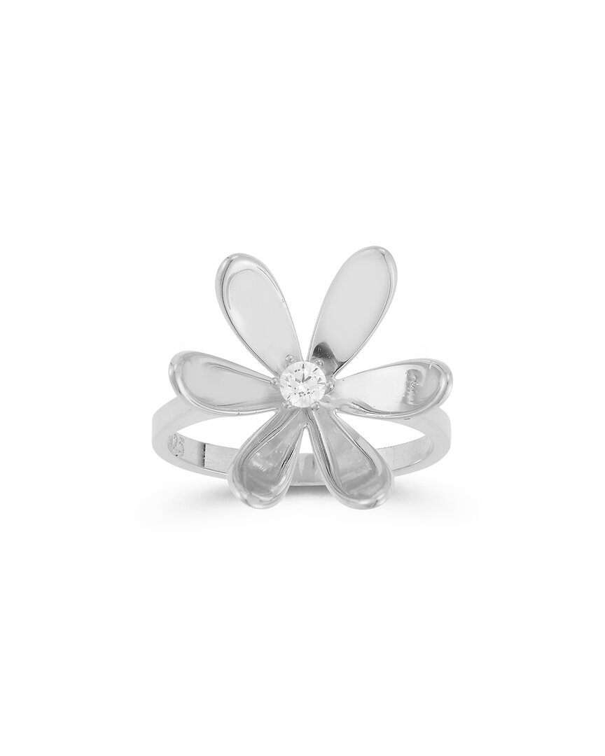 Shop Sphera Milano Silver Cz Statement Flower Ring