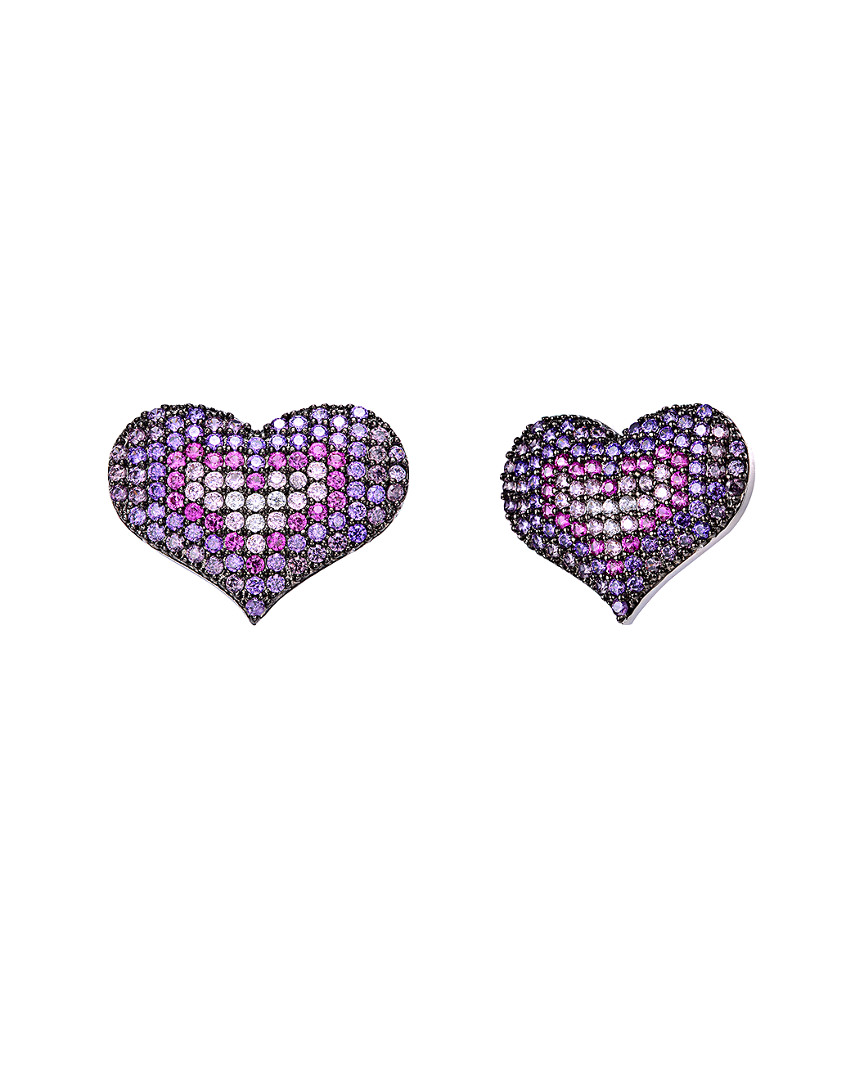 Genevive Silver Earrings In Purple