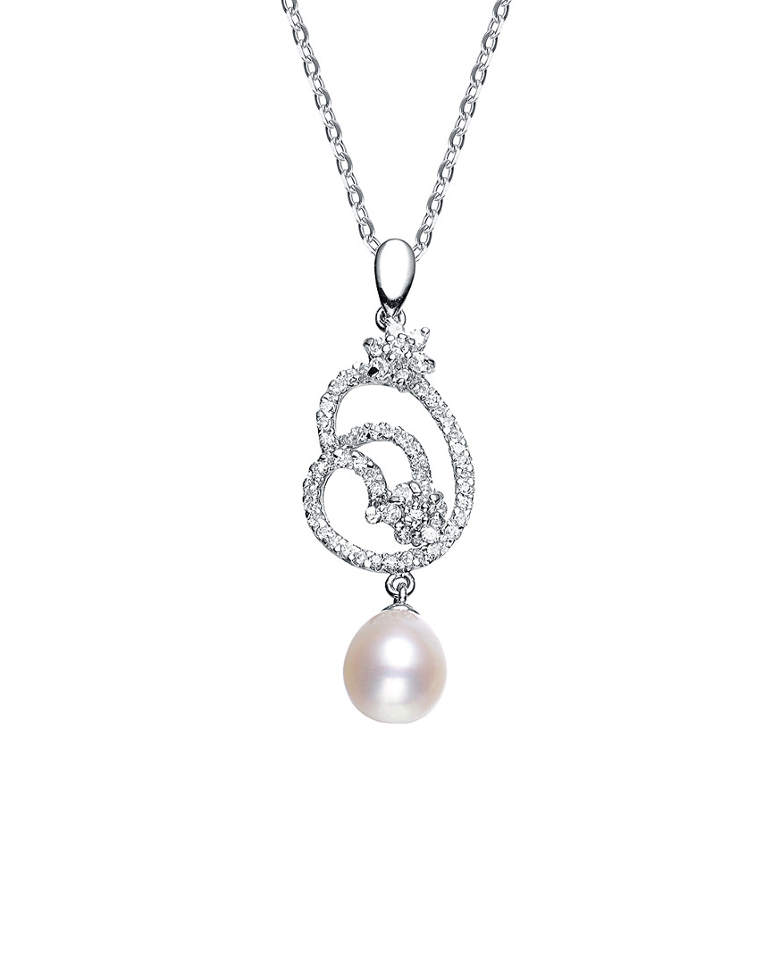 Genevive Silver Pearl Pendant Necklace