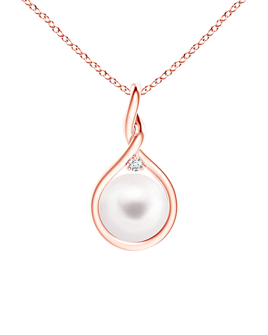 Genevive 14k Rose Gold Vermeil Cz Shell Pearl Pendant