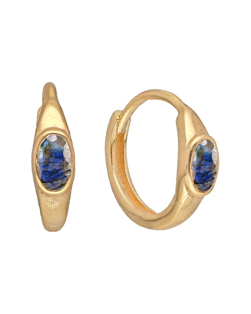 Tiramisu 14k Plated 0.60 Ct. Tw. Labradorite Huggie Earrings