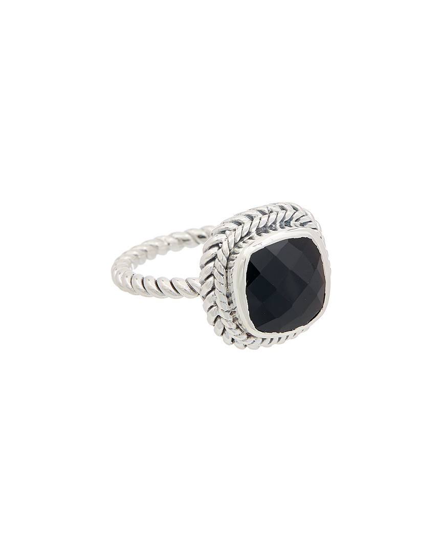 Samuel B. Jewelry Silver 3.20 Ct. Black Onyx Cushion-cut Ring