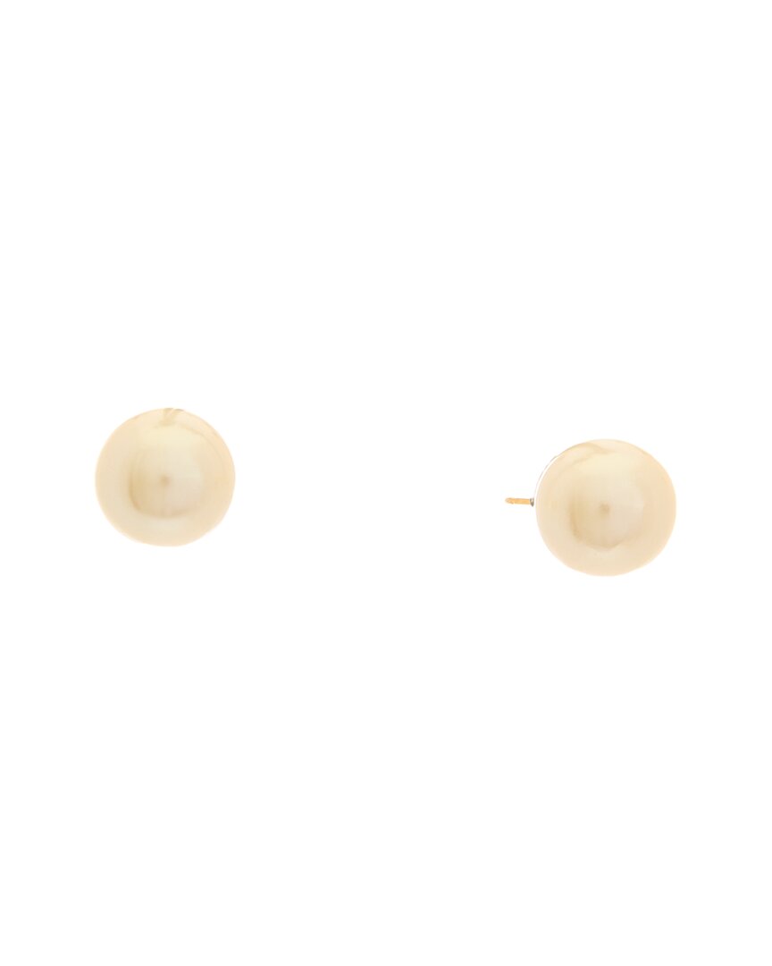 Kenneth Jay Lane Plated 14mm Pearl Button Earrings