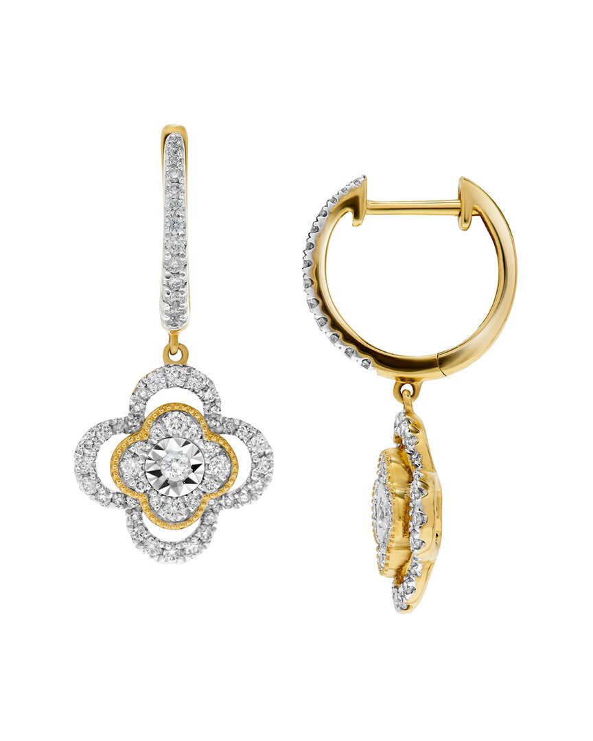 H.j. Namdar 14k Two-tone 0.53 Ct. Tw. Diamond Dangle Earring In Gold