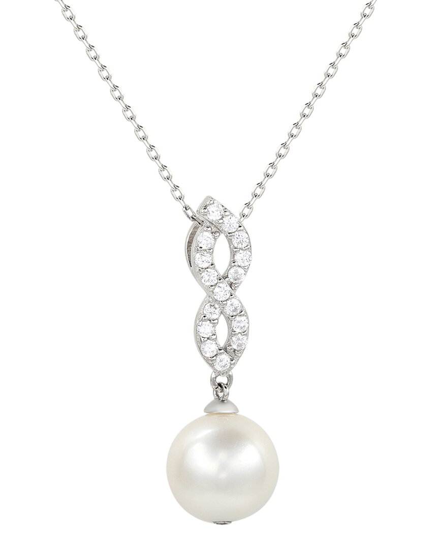 Suzy Levian Silver Sapphire 10mm Pearl Pendant Necklace
