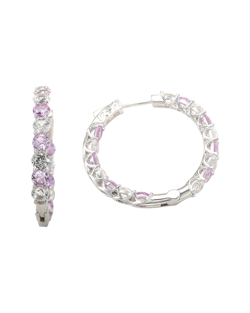 Shop Suzy Levian Silver 0.02 Ct. Tw. Diamond & Sapphire Hoops