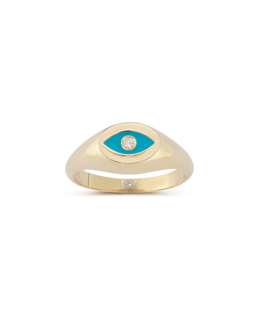 Ember Fine Jewelry 14k Diamond Evil Eye Signet Ring In Gold