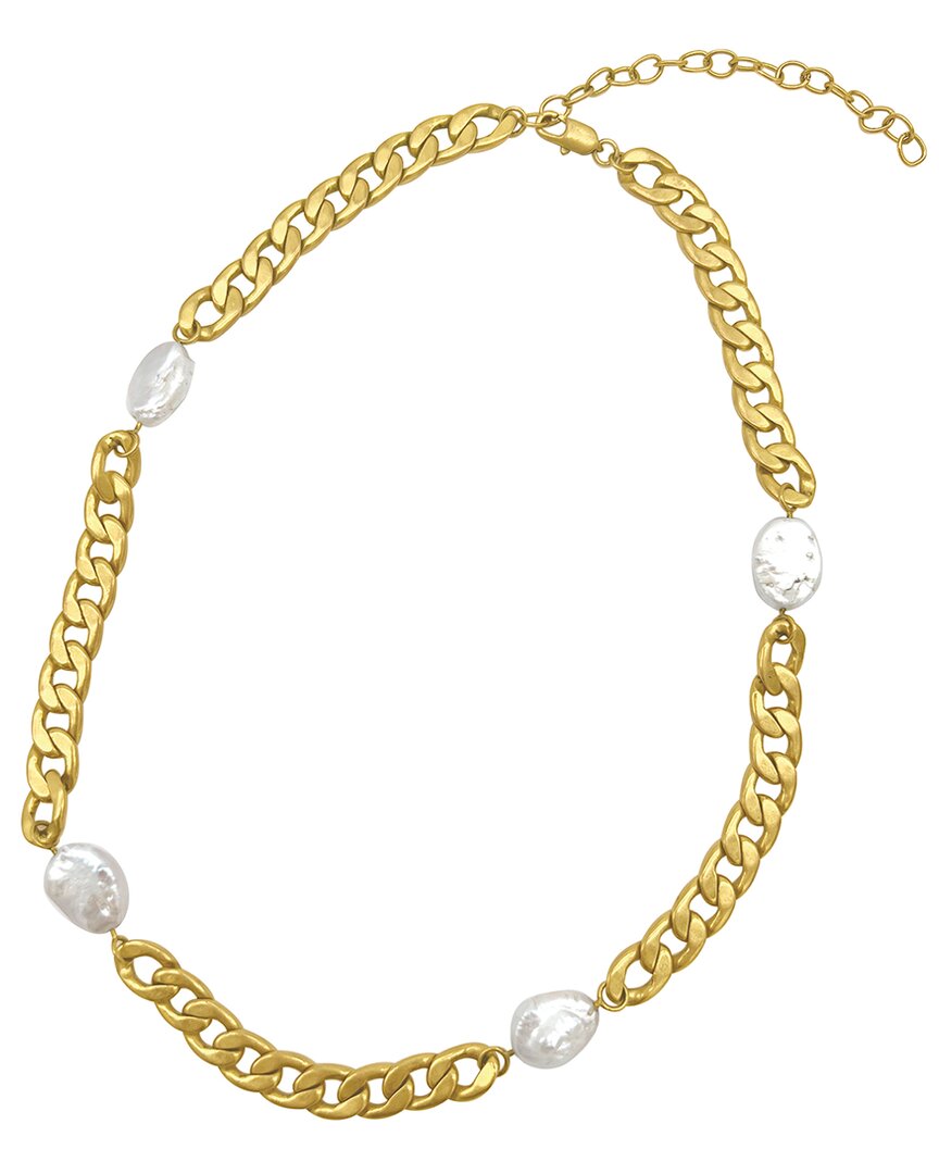 Adornia Fine Jewelry 14k Plated 10mm Pearl Curb Chain Necklace