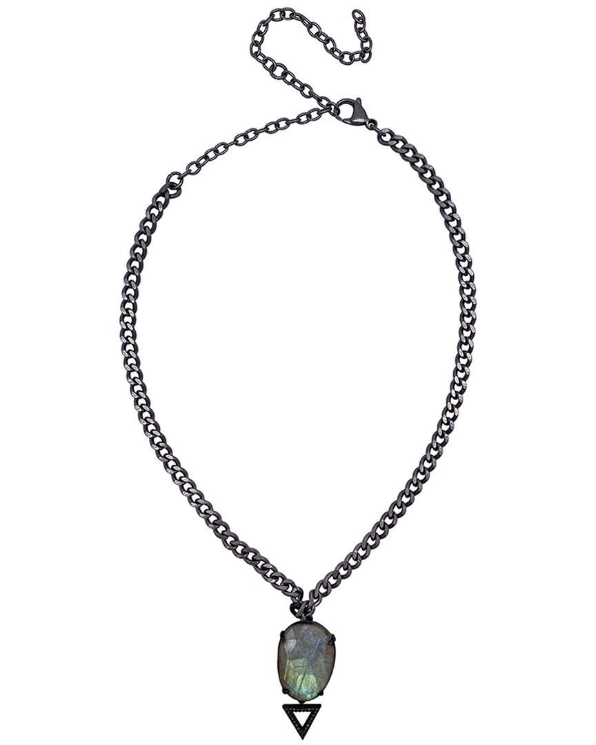 Adornia Fine Jewelry Silver 14.25 Ct. Tw. Diamond & Labradorite Triangle  Necklace