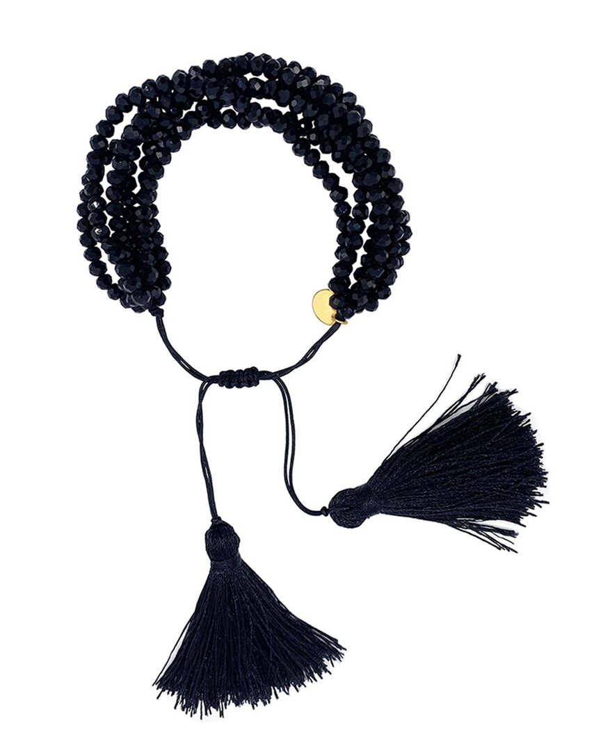 Adornia Multi Strand Black Bead Adjustable Bracelet