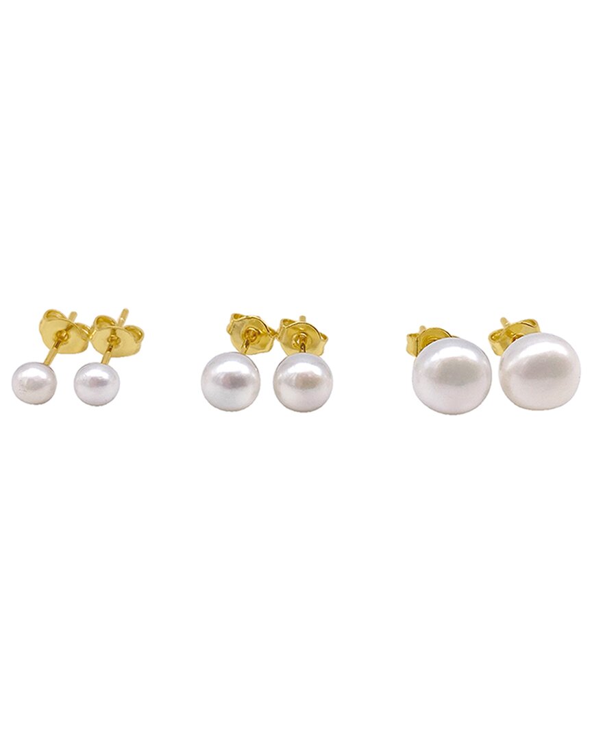 Adornia 14k Plated 5-10mm Pearl Studs