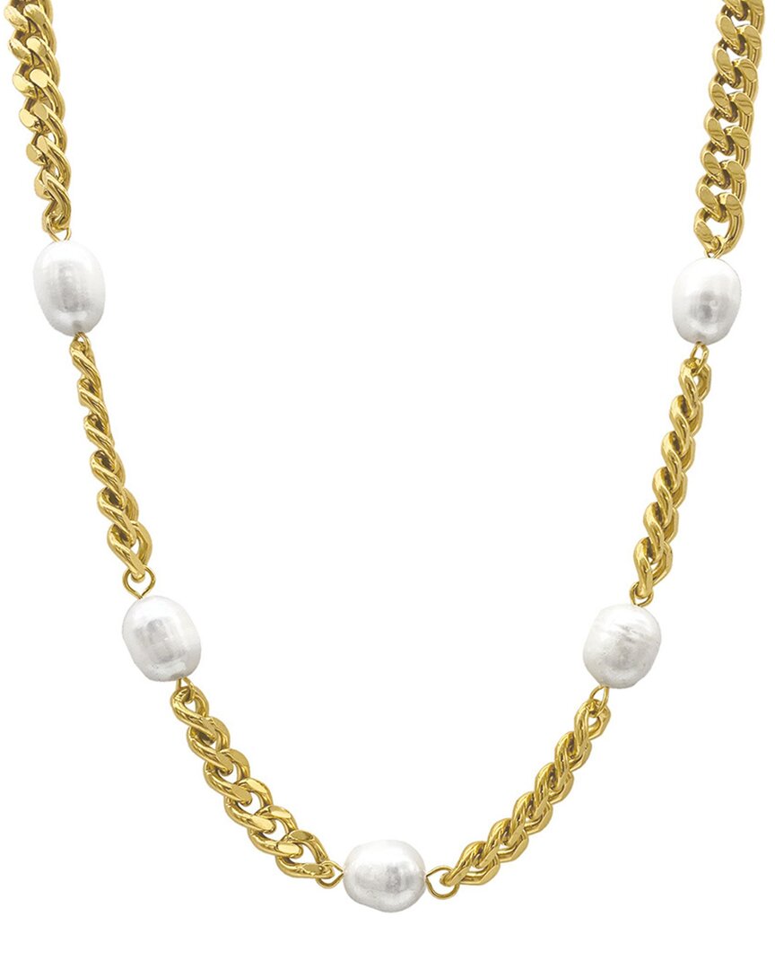 Adornia 14k Plated 10mm Pearl Curb Chain Necklace