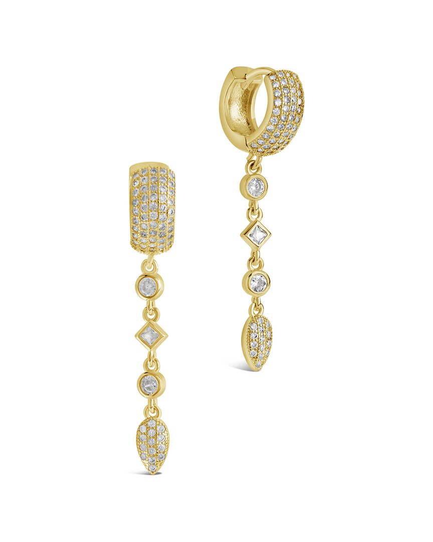 Sterling Forever Malin Cz Drop Hoop Earrings