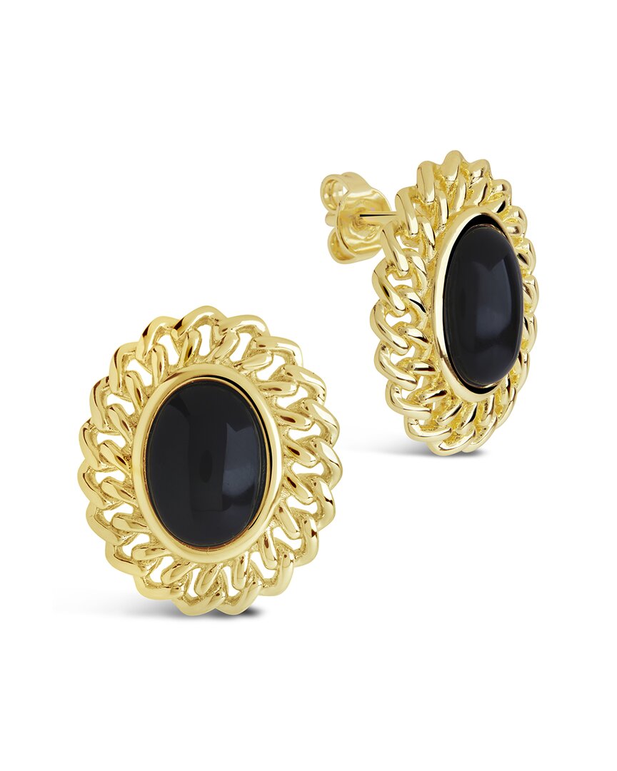 Shop Sterling Forever 14k Plated Onyx Ainsley Studs