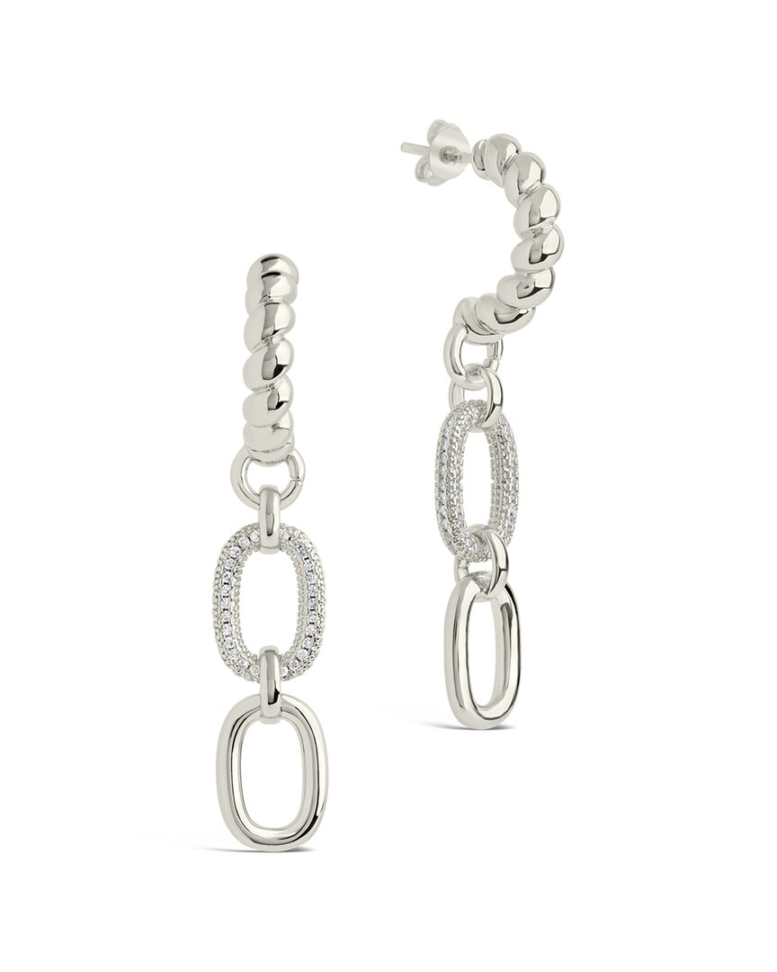 Sterling Forever Cz Andi Drop Hoops