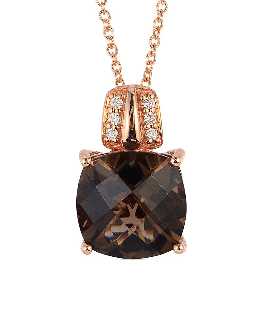 Le Vian 14k Rose Gold 3.28 Ct. Tw. Diamond & Smoky Quartz Necklace