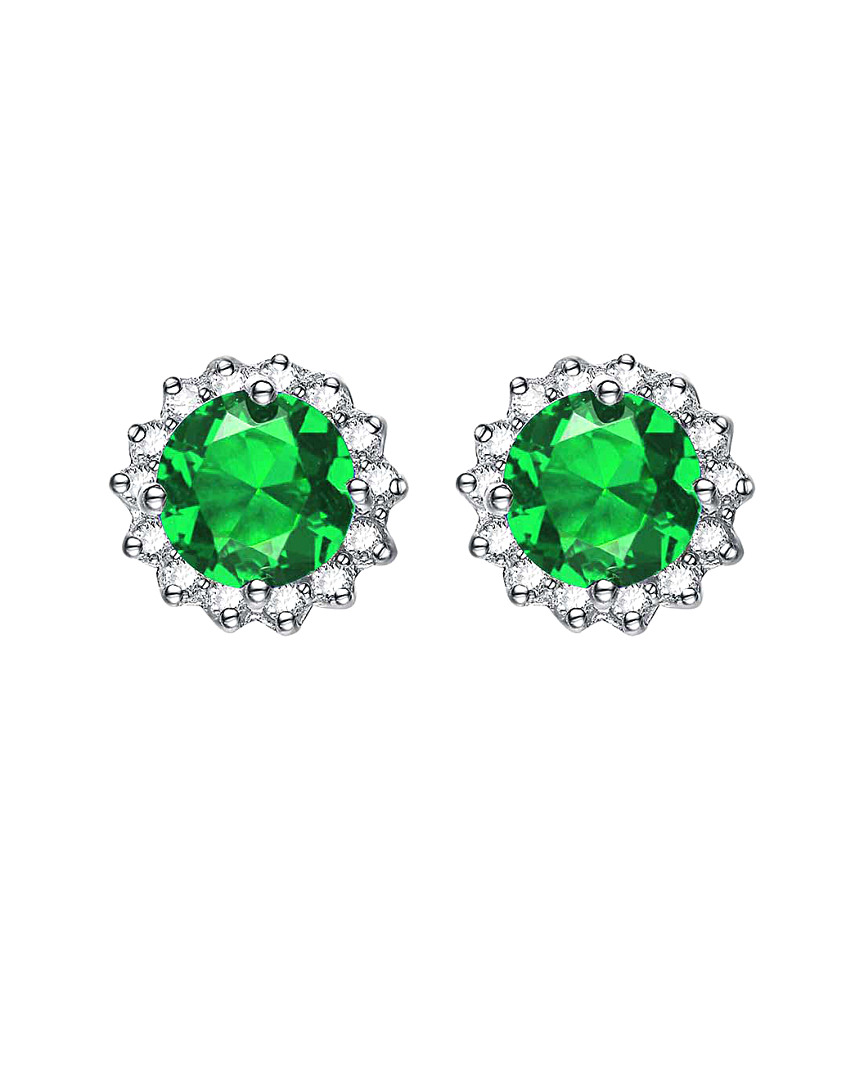 Genevive Silver Earrings In Green