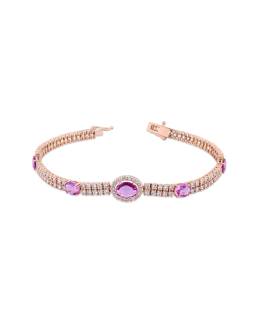 Diamond Select Cuts 14k Rose Gold 6.23 Ct. Tw. Diamond & Pink Sapphire Bracelet