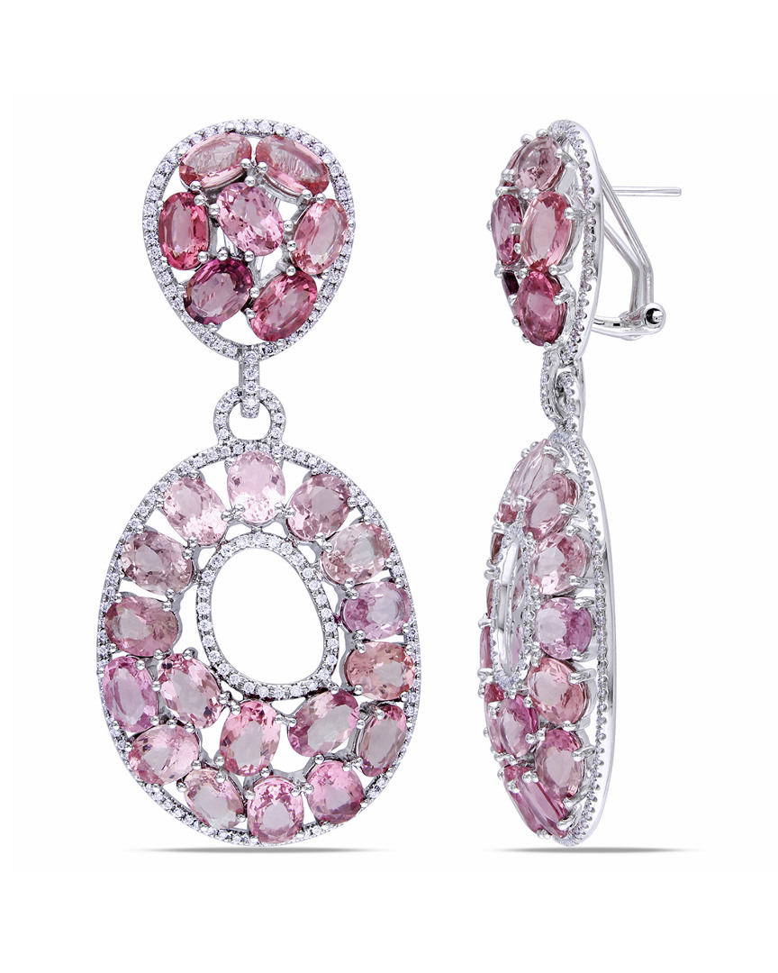Diamond Select Cuts 14k 36.55 Ct. Tw. Diamond & Pink Tourmaline Earrings