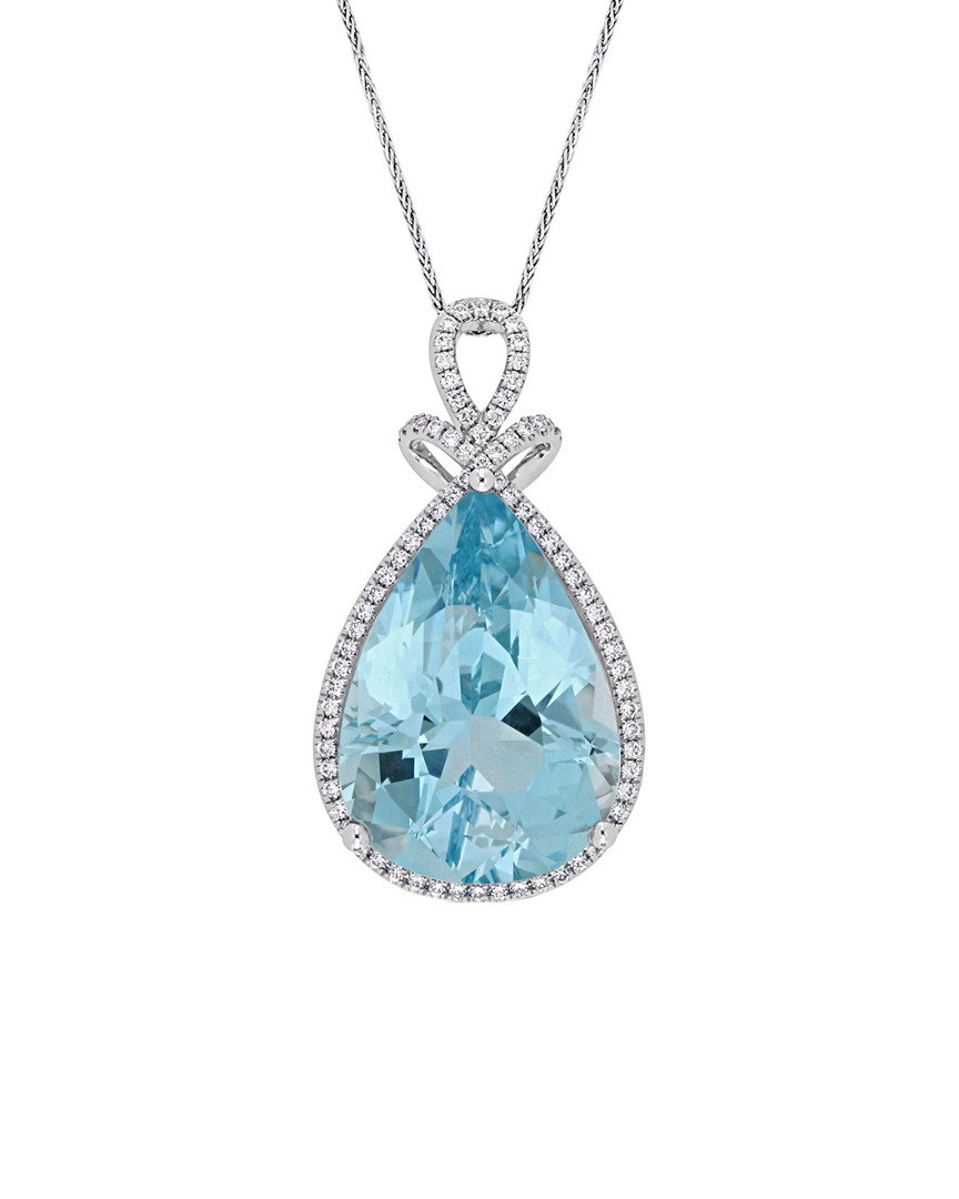 Image of K . ct. tw. Diamond & Sky Blue Topaz Necklace