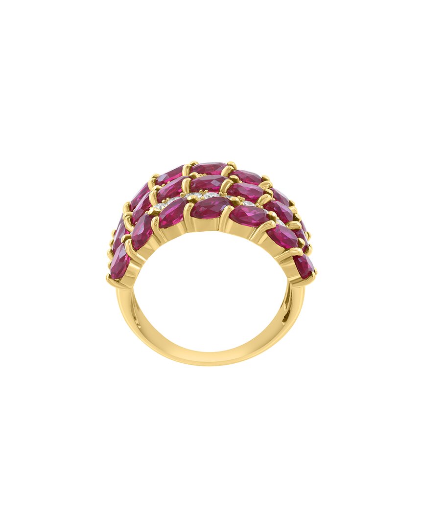 Effy Fine Jewelry Gold Over Silver 6.75 Ct. Tw. Lab-grown Diamond & Lab-grown Lab Ruby Ring