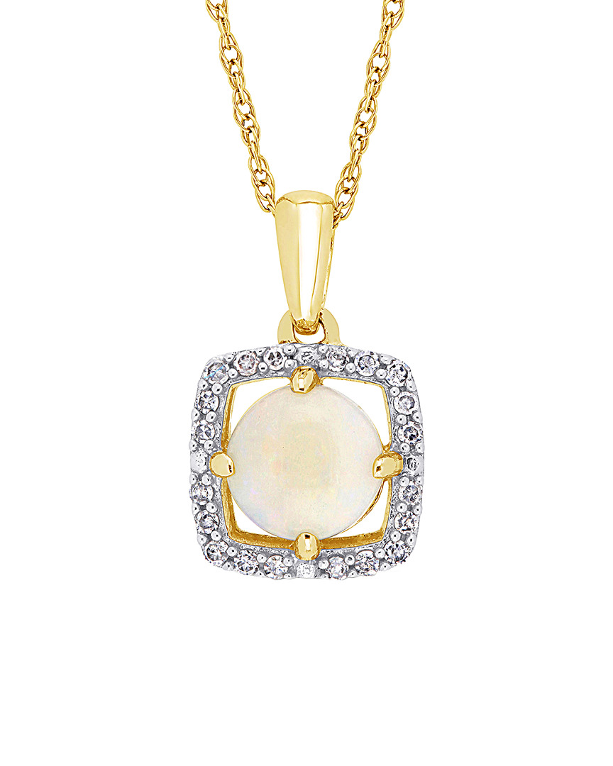 Rina Limor 10k 0.70 Ct. Tw. Diamond & Opal Halo Necklace