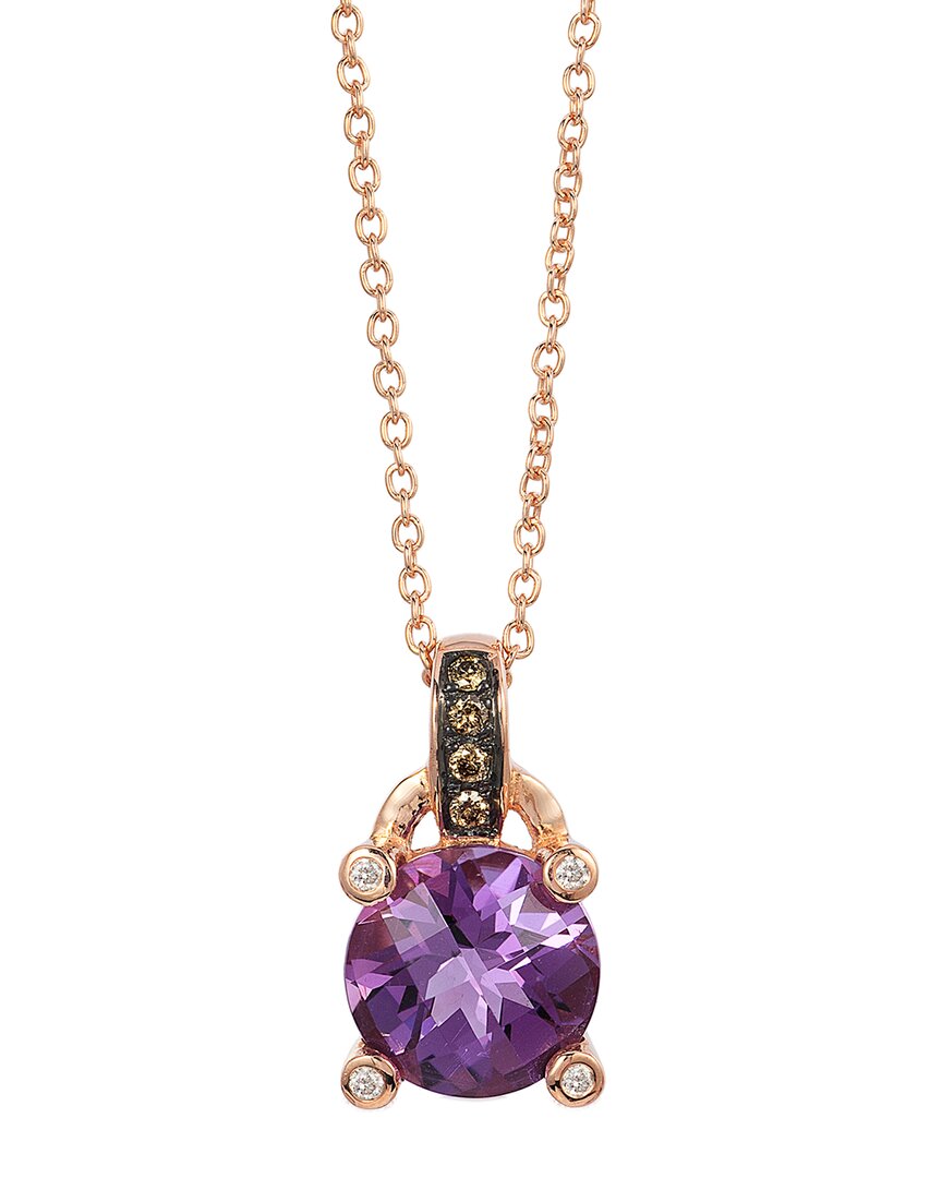 Le Vian ® 14k Strawberry Gold 1.55 Ct. Tw. Diamond & Amethyst Pendant Necklace