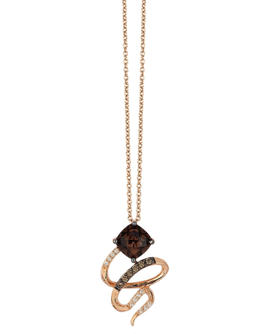 Le Vian ® 14k Strawberry Gold 0.89 Ct. Tw. Diamond & Smoky Quartz Pendant Necklace