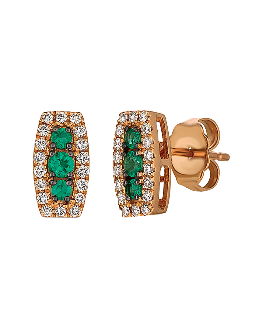 Le Vian 14k Rose Gold 0.31 Ct. Tw. Diamond & Emerald Earrings