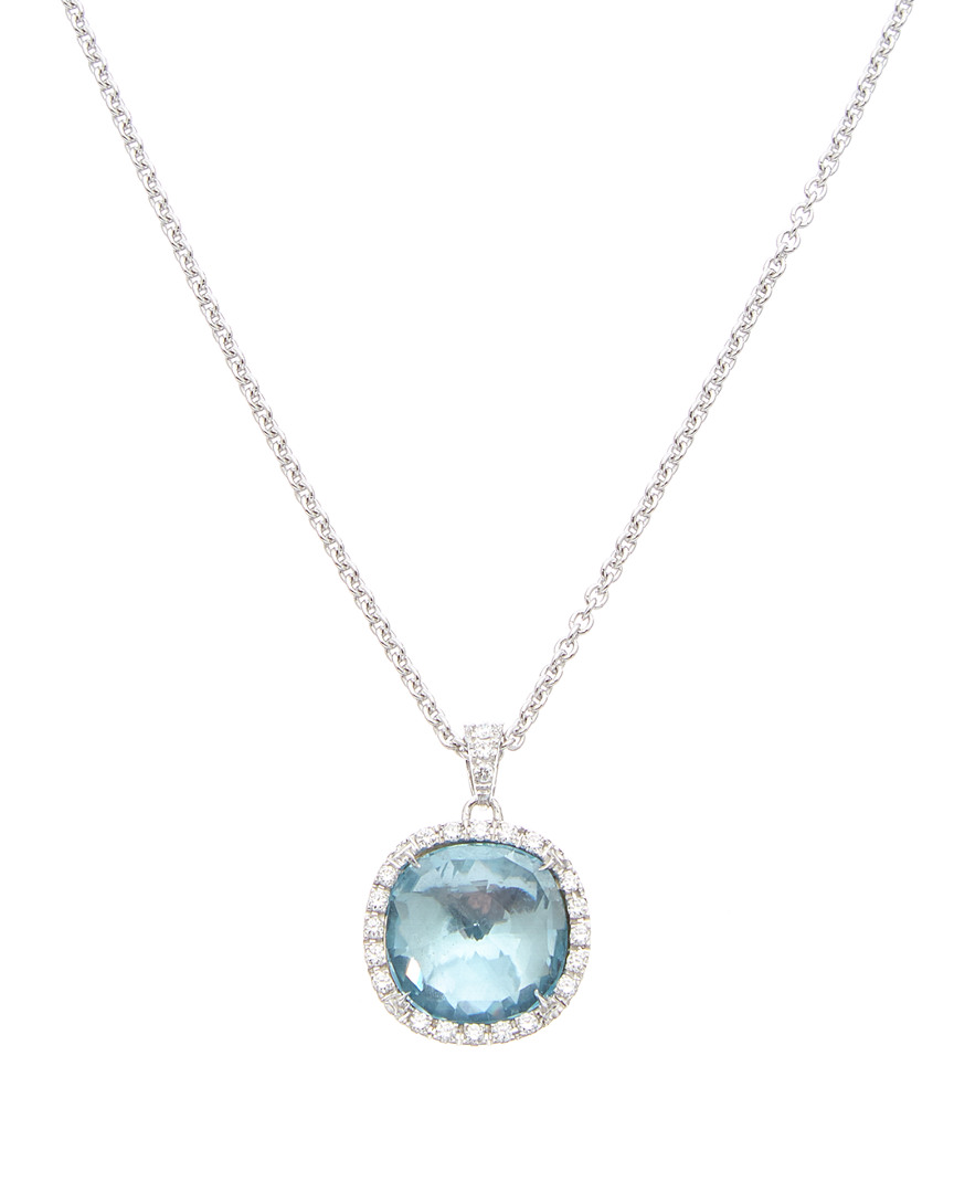Image of Marco Bicego Jaipur K . ct. tw. Diamond & Blue Topaz Pendant Necklace