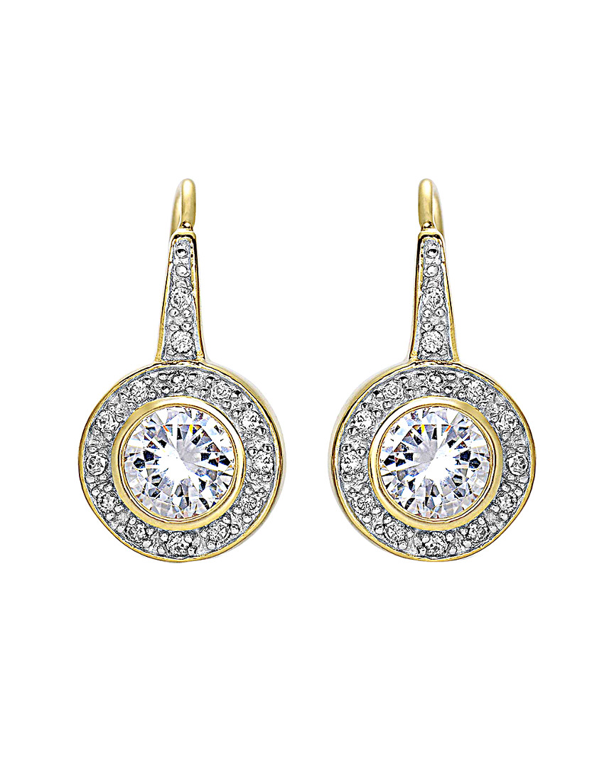 Genevive 14k Over Silver Cz Drop Earrings