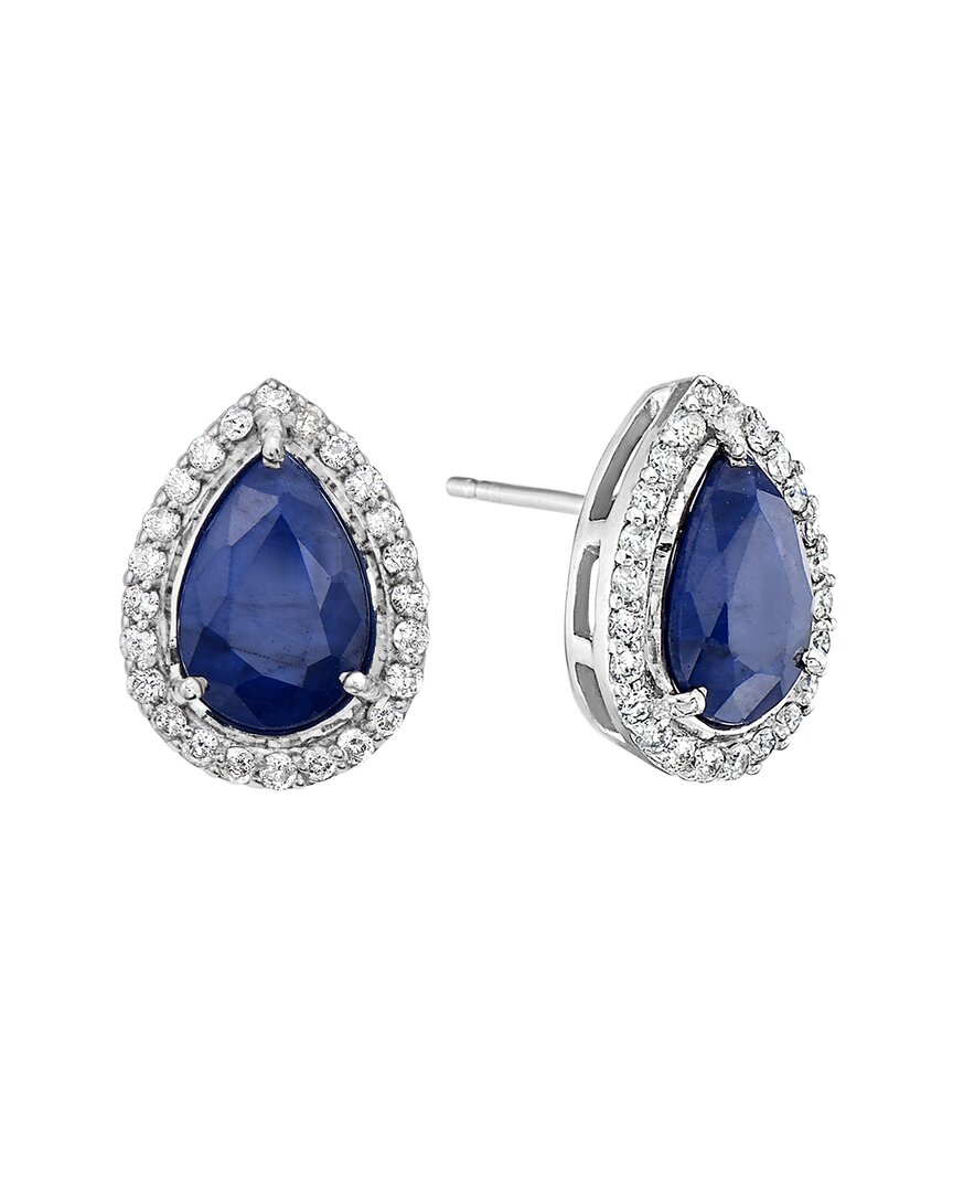 Forever Creations Usa Inc. Forever Creations 14k 4.91 Ct. Tw. Diamond & Sapphire Halo Earrings