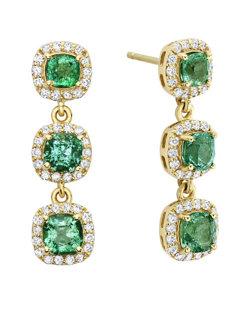 Forever Creations Usa Inc. Forever Creations 14k 2.70 Ct. Tw. Diamond & Emerald Bar Drop Earrings